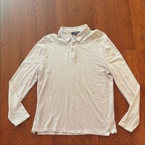 Express Men's Light White Long Sleeve Polo
